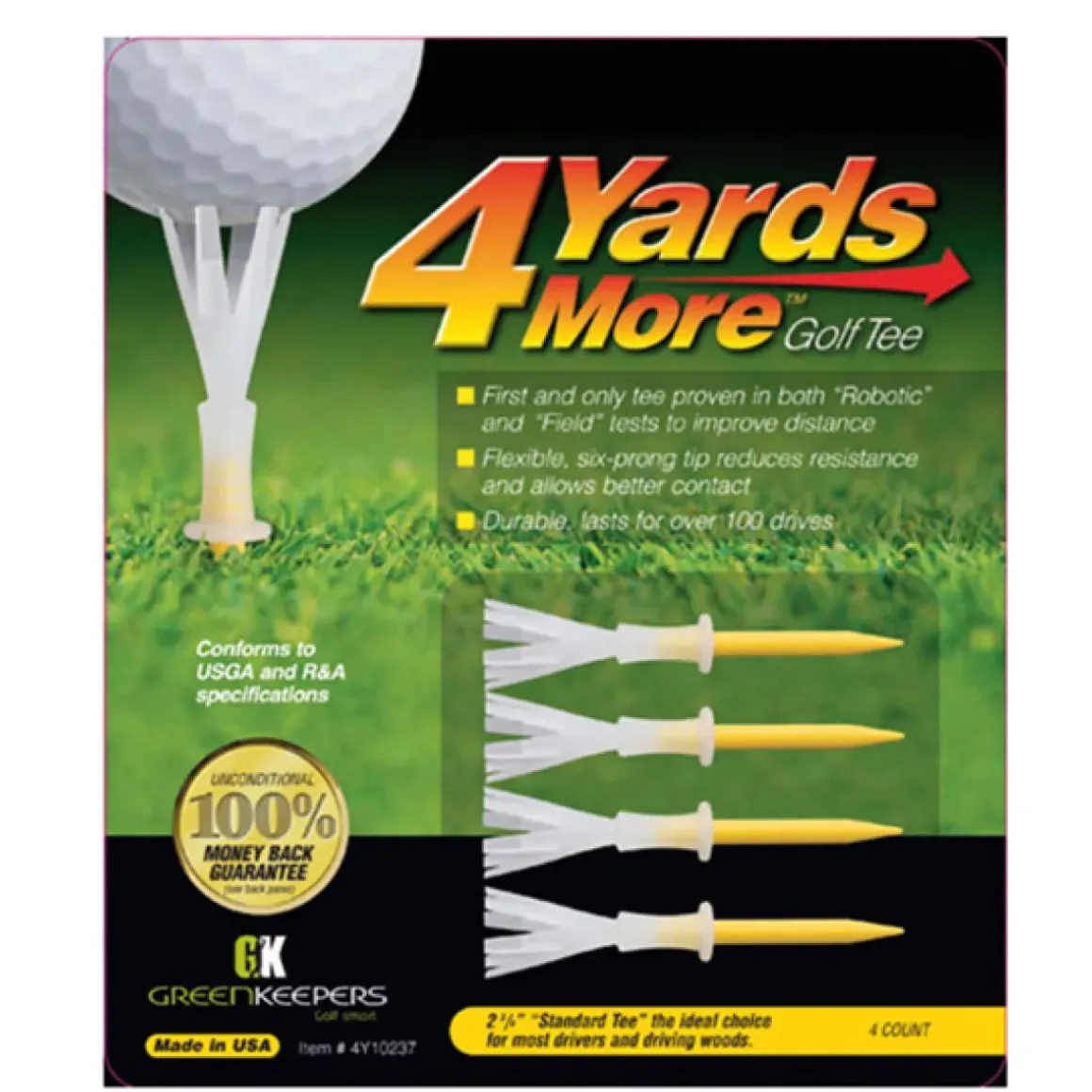 4 Yards More Standard Golf Tees - 4 Pack