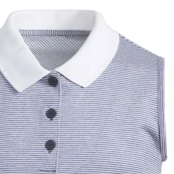 adidas Junior Girls Ottoman Striped Sleeveless Golf Polo Shirt