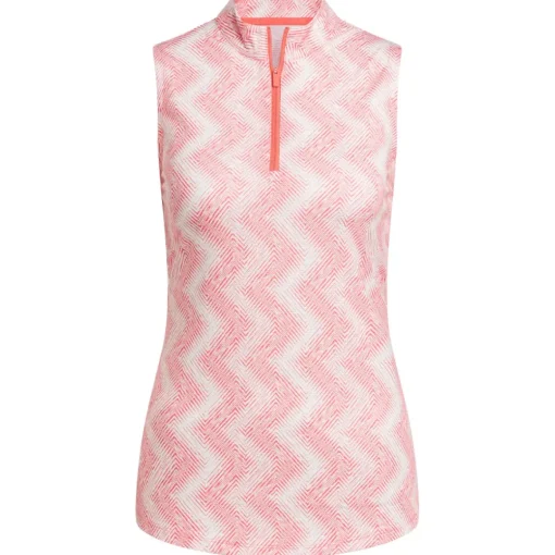 adidas Ladies Ultimate365 Ottoman Print Sleeveless Golf Polo Shirt