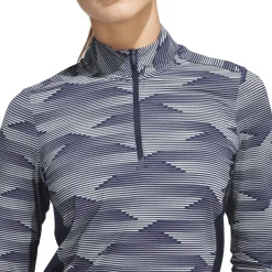 adidas Ladies Ultimate365 Printed Quarter Zip Mock Golf Mid Layer