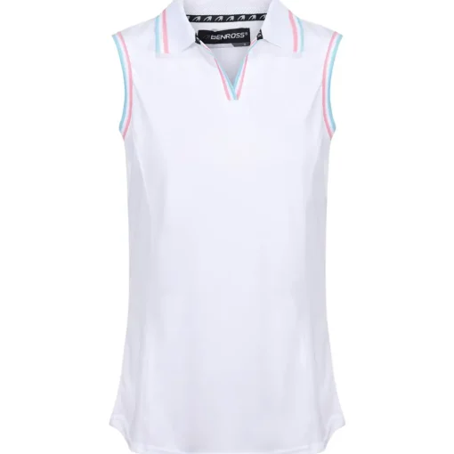 Benross Ladies Tipped Sleeveless Stretch Golf Polo Shirt
