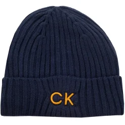 Calvin Klein Men's Ribbed Logo Golf Beanie Hat