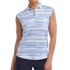 FootJoy Ladies Cap Sleeve Watercolour Print Lisle Golf Polo Shirt