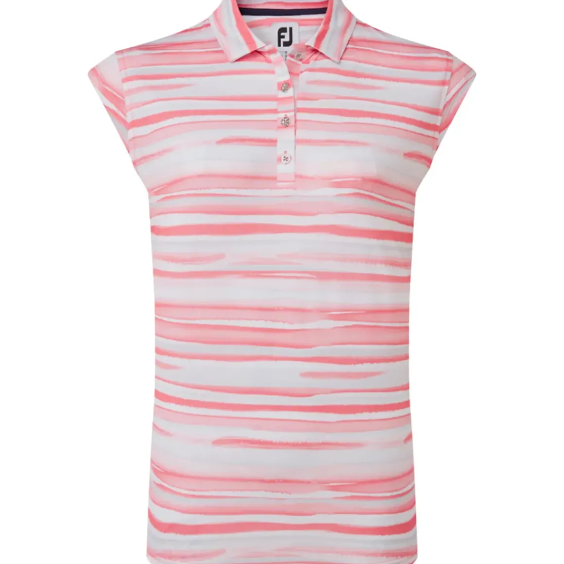 FootJoy Ladies Cap Sleeve Watercolour Print Lisle Golf Polo Shirt