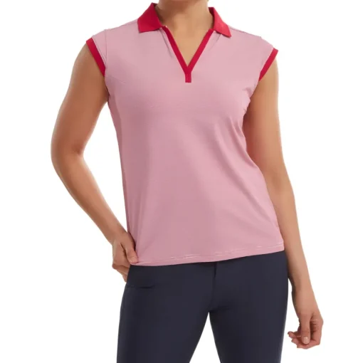 FootJoy Ladies End on End Stripe Lisle Golf Polo Shirt