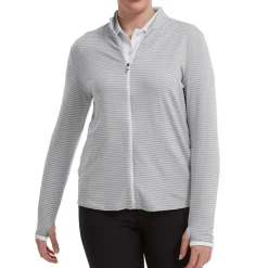 FootJoy Ladies Lightweight Tonal Stripe Full-Zip Golf Mid Layer
