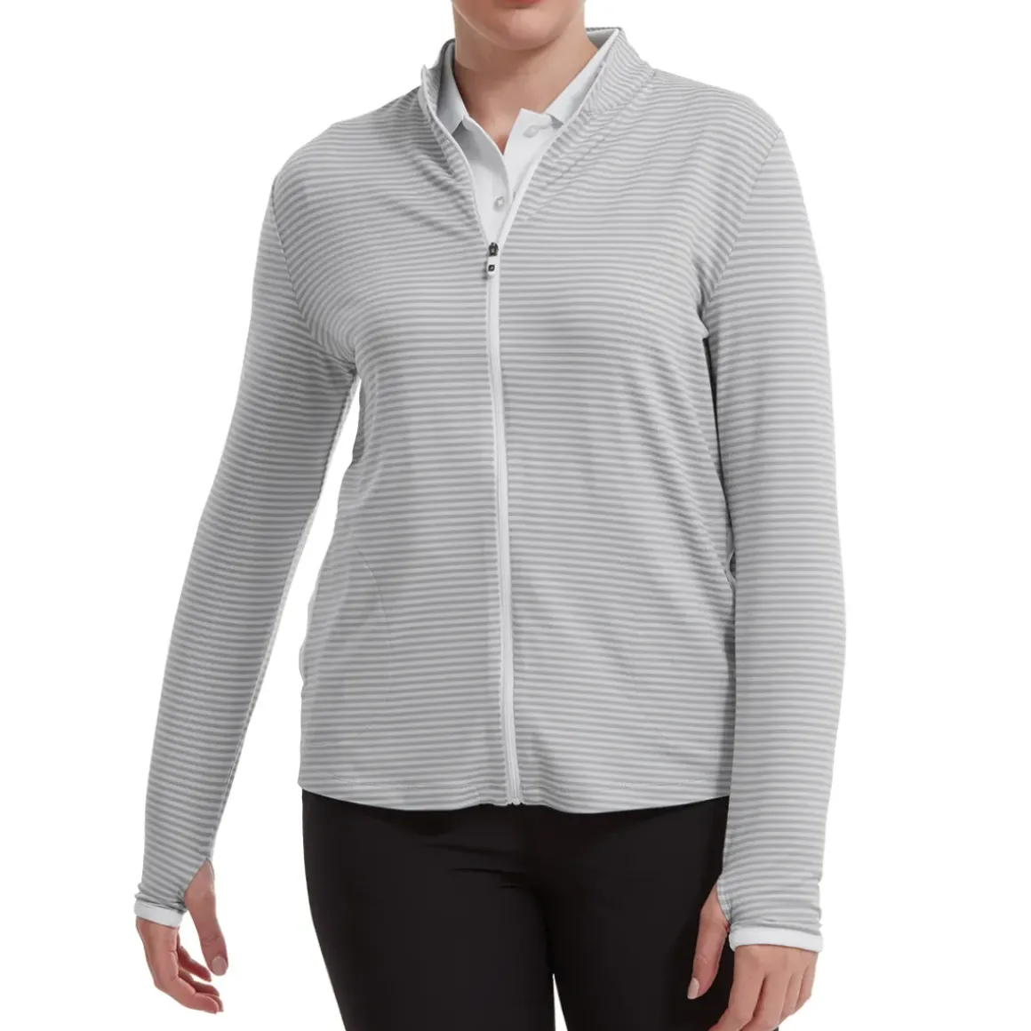 FootJoy Ladies Lightweight Tonal Stripe Full-Zip Golf Mid Layer