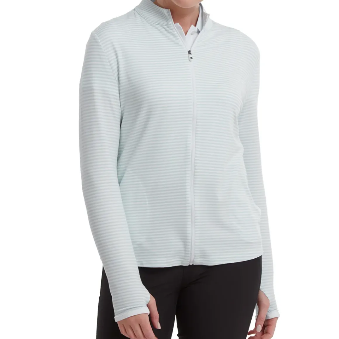 FootJoy Ladies Lightweight Tonal Stripe Full-Zip Golf Mid Layer
