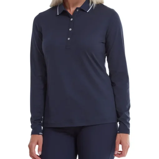 FootJoy Ladies Thermal Solid Long Sleeve Golf Polo Shirt