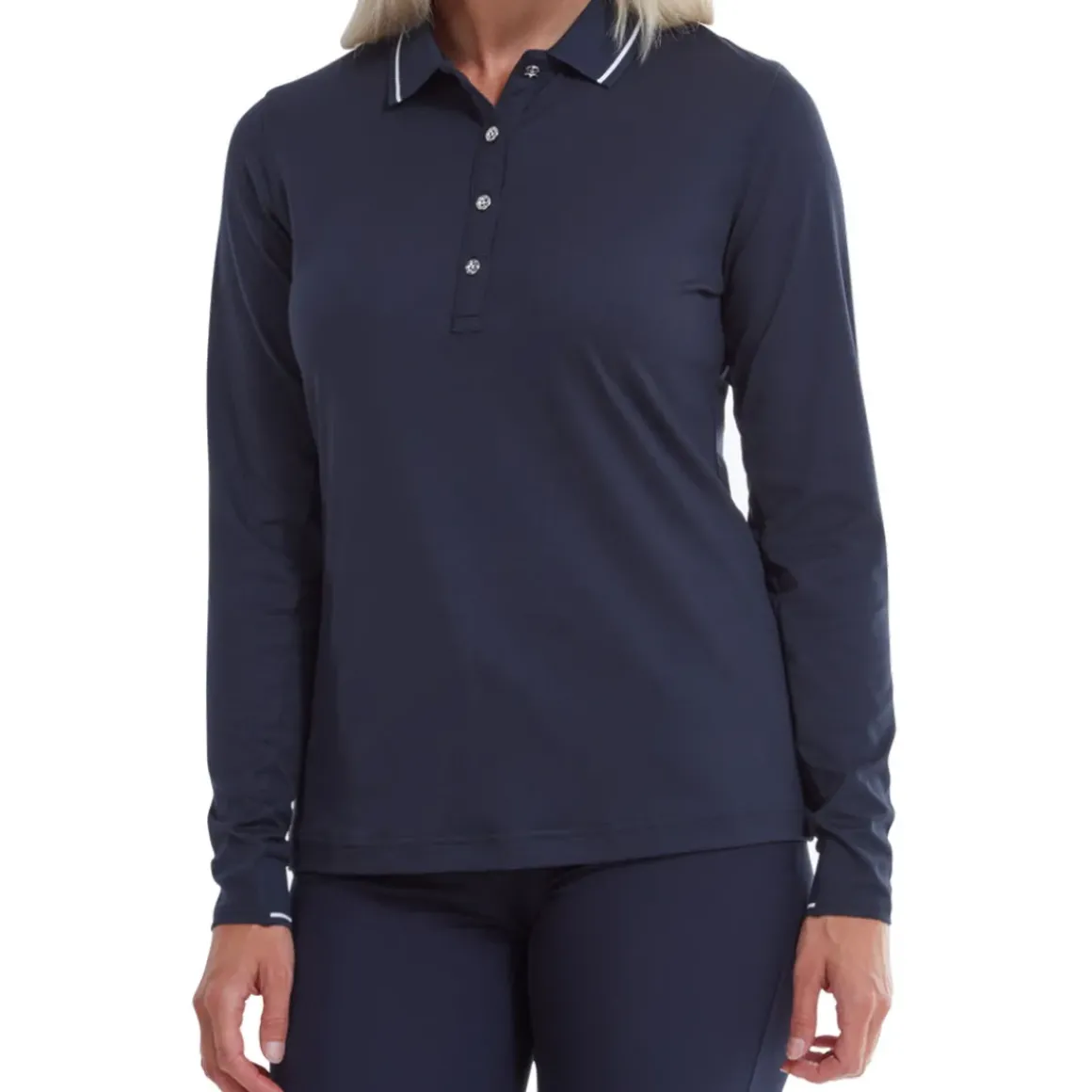 FootJoy Ladies Thermal Solid Long Sleeve Golf Polo Shirt