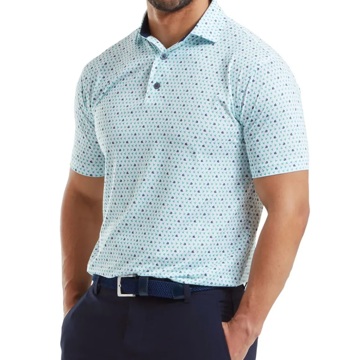 FootJoy Men's Flying Wasp Print Lisle Golf Polo Shirt