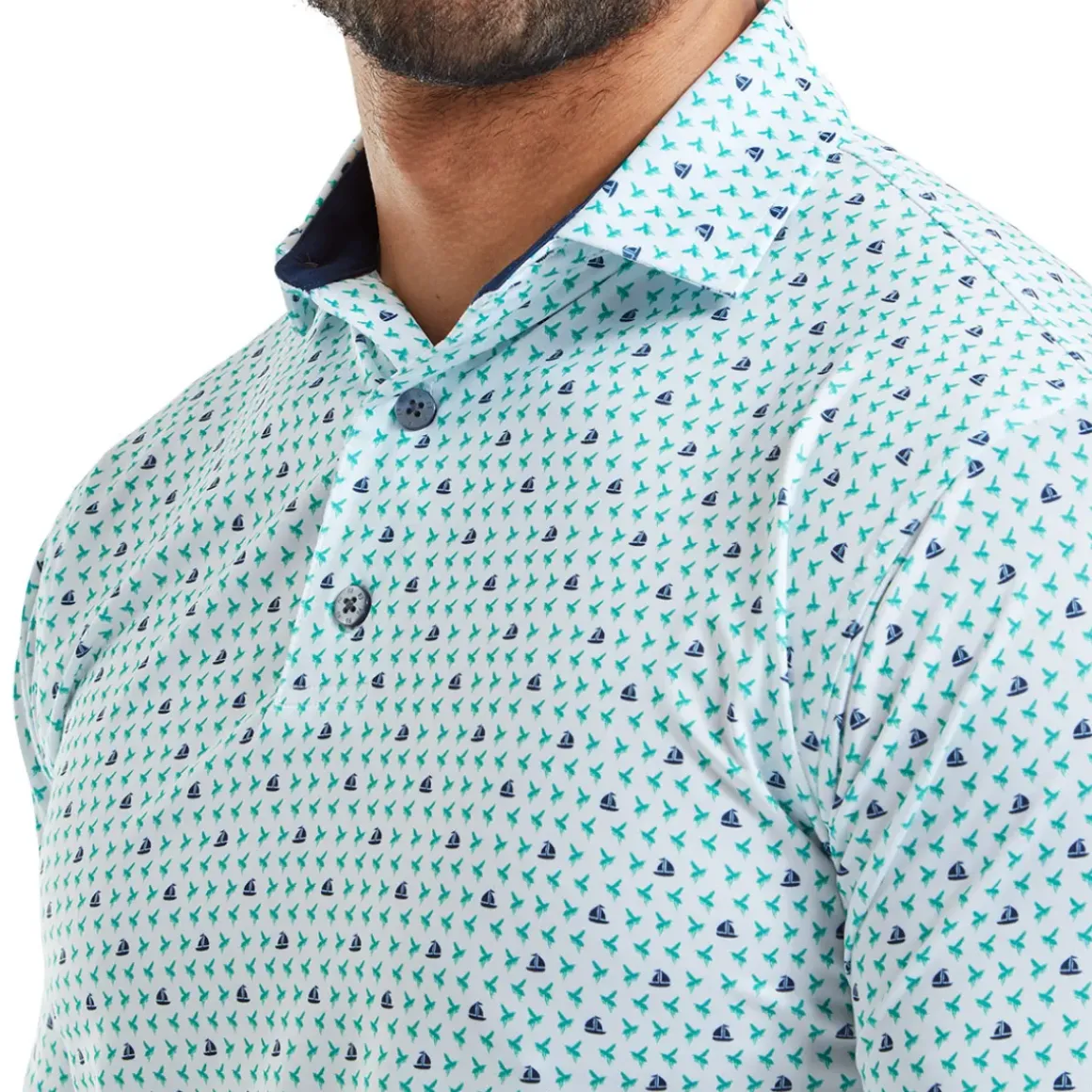 FootJoy Men's Flying Wasp Print Lisle Golf Polo Shirt