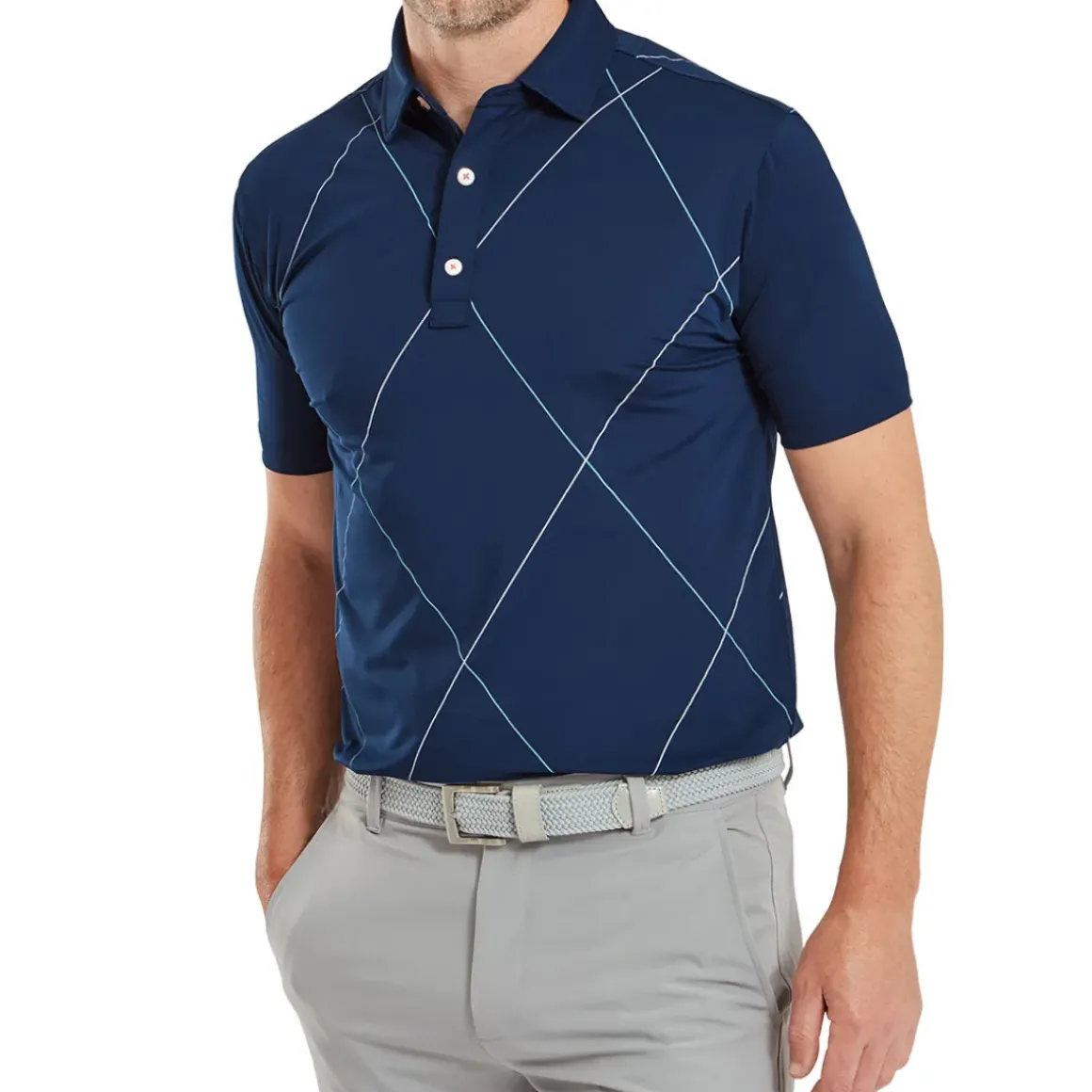 FootJoy Men's Raker Print Lisle Golf Polo Shirt