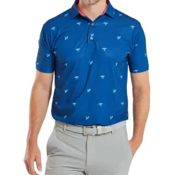 FootJoy Men's Thistle Print Lisle Golf Polo Shirt