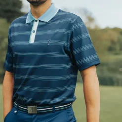 GOLFINO Men's Multi-Stripe Breathable Golf Polo Shirt