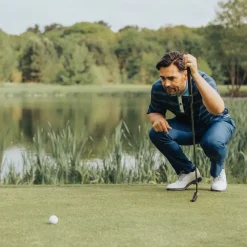 GOLFINO Men's Multi-Stripe Breathable Golf Polo Shirt