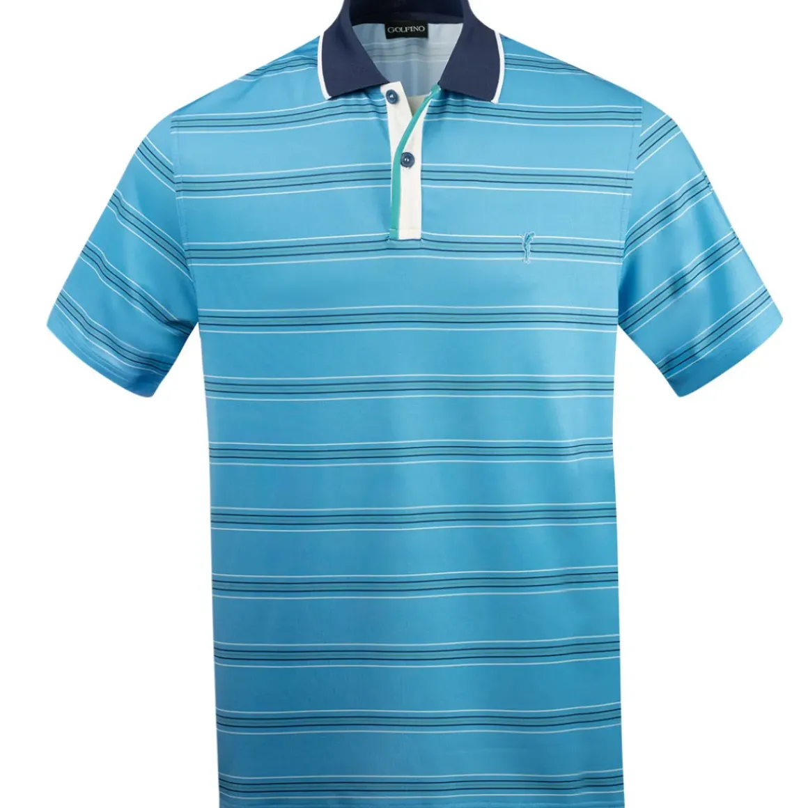 GOLFINO Men's Multi-Stripe Breathable Golf Polo Shirt