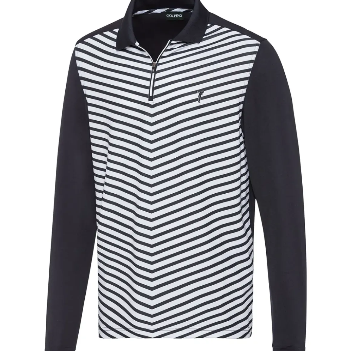 GOLFINO Men's Striped Long Sleeve Golf Polo Shirt
