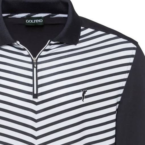 GOLFINO Men's Striped Long Sleeve Golf Polo Shirt