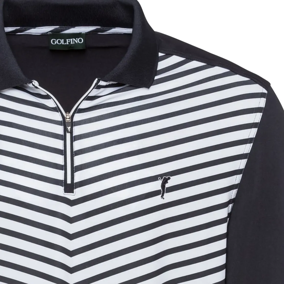 GOLFINO Men's Striped Long Sleeve Golf Polo Shirt
