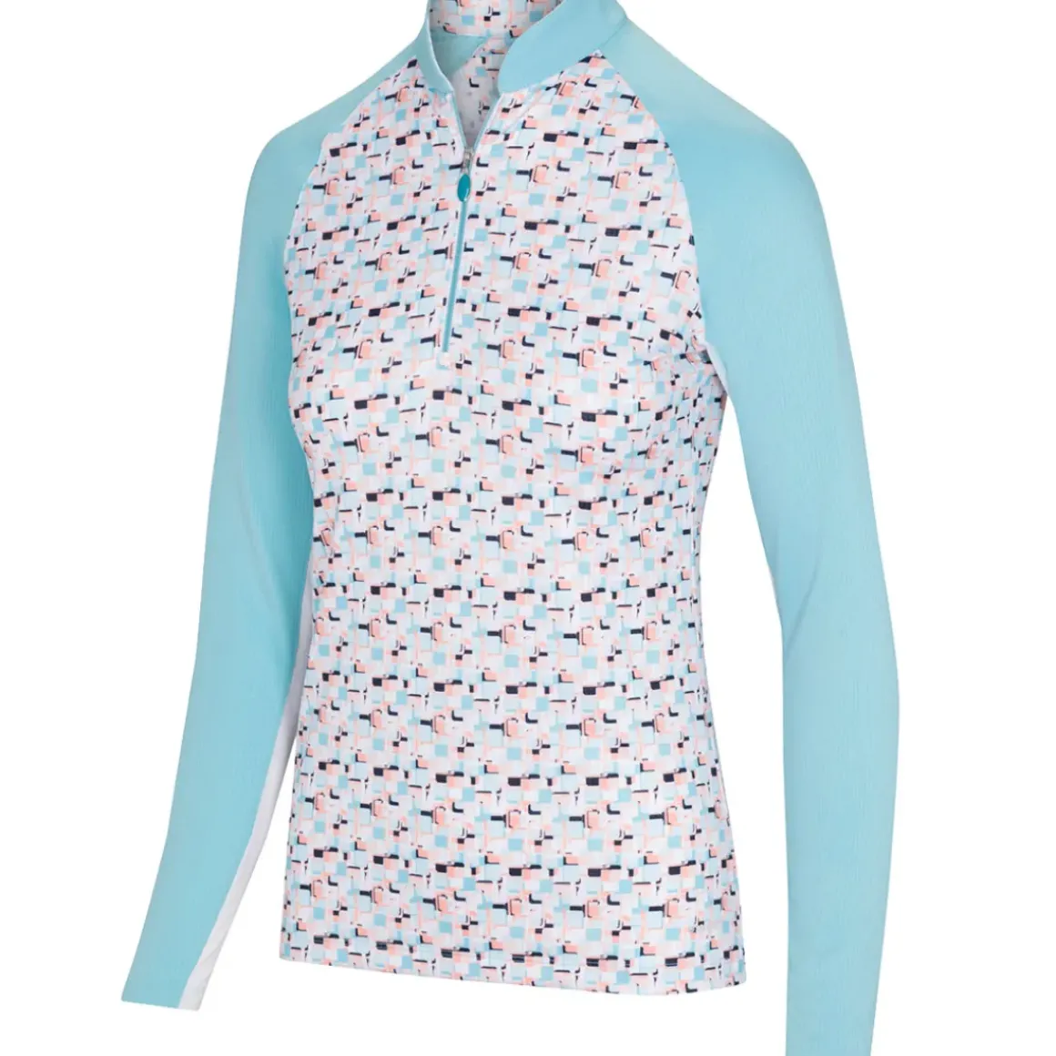 Greg Norman Ladies Prism Print L/S Half Zip Golf Midlayer