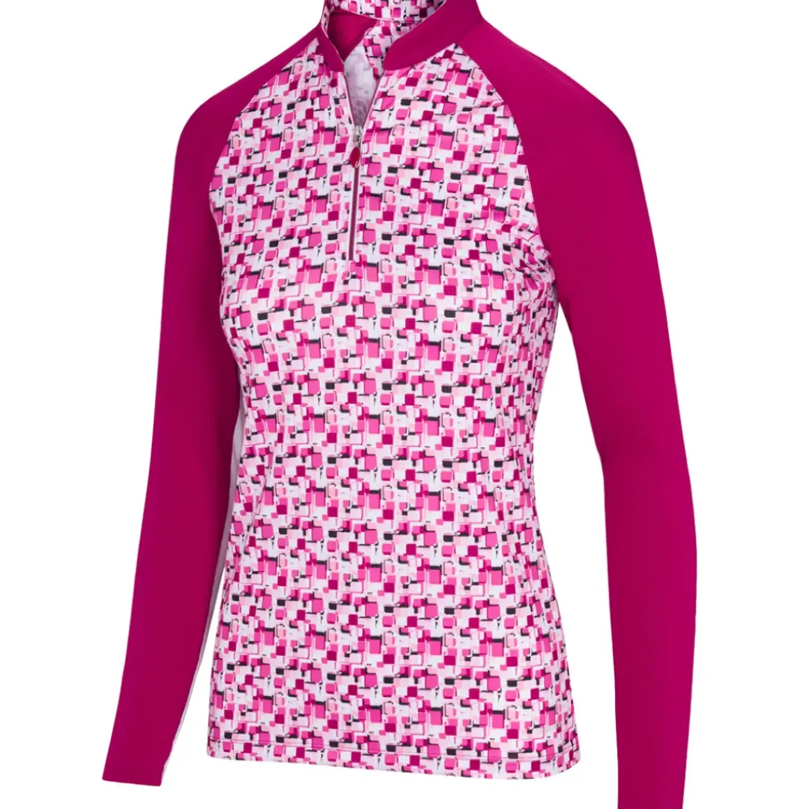 Greg Norman Ladies Prism Print L/S Half Zip Golf Midlayer