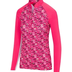 Greg Norman Ladies Tile Print Quarter Zip Golf Mid Layer
