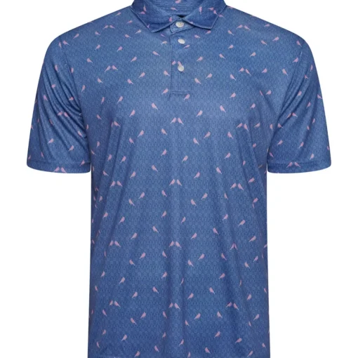 Greg Norman Men's Love Birds Print Golf Polo Shirt