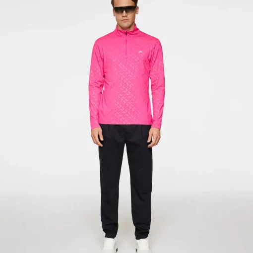 J.Lindeberg Men's Luke Deboss Quarter Zip Golf Mid Layer