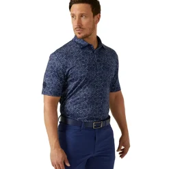 Oscar Jacobson Men's Hollow Geo Print Golf Polo Shirt