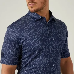 Oscar Jacobson Men's Hollow Geo Print Golf Polo Shirt
