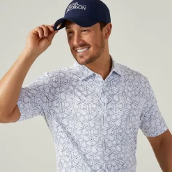 Oscar Jacobson Men's Hollow Geo Print Golf Polo Shirt