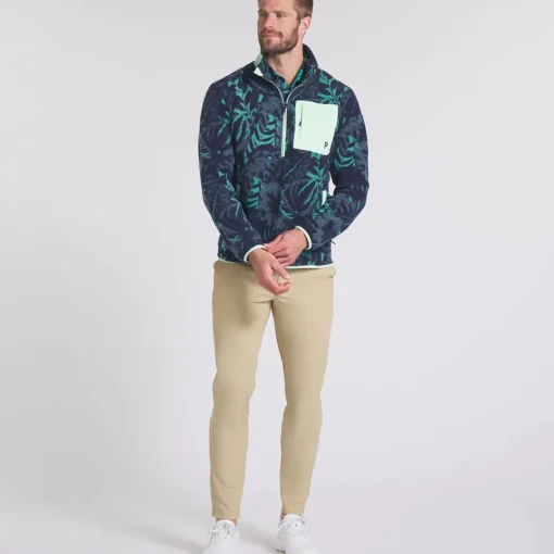 PUMA Men's Palm Tree Crew Fleece Pocket Half Zip Golf Mid Layer