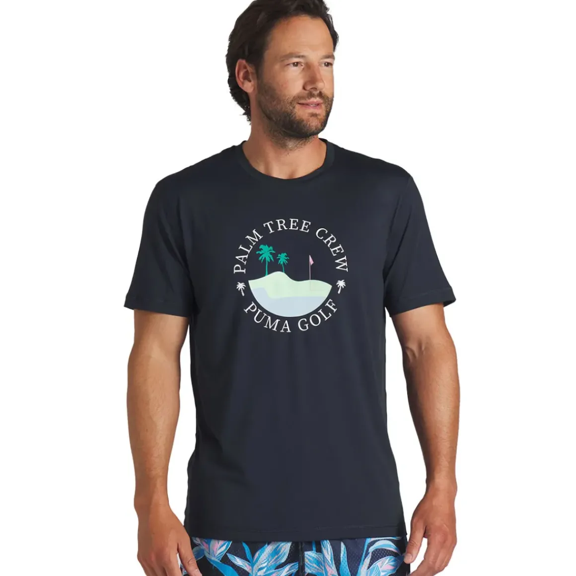 PUMA Men's Palm Tree Crew Island Golf T-Shirt