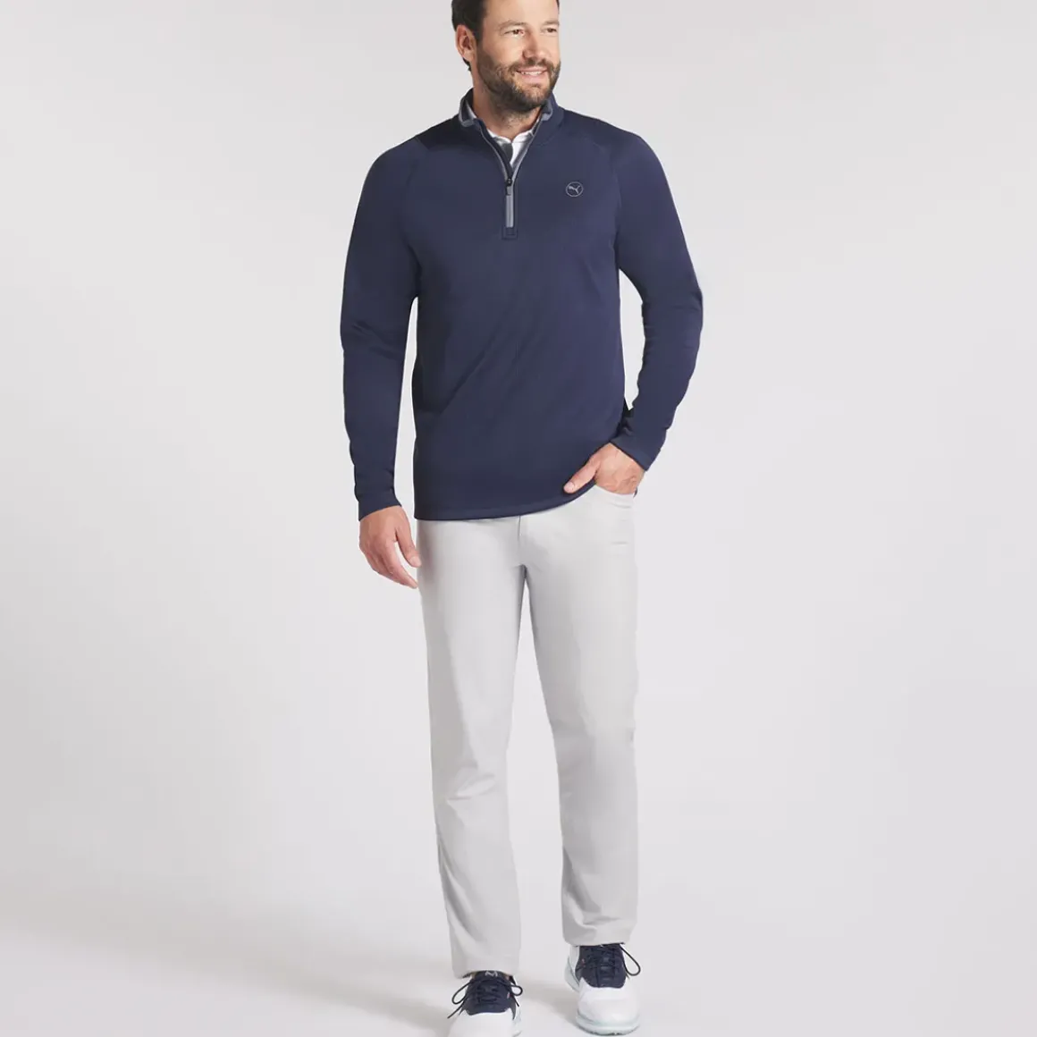 PUMA Men's Waffle Fleece Quarter Zip Golf Mid Layer