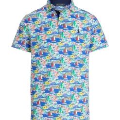 Ralph Lauren Men's Custom Slim Fit Riviera Print Jersey Golf Polo Shirt