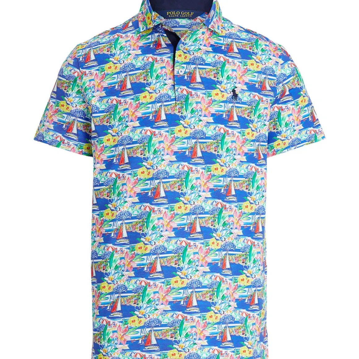 Ralph Lauren Men's Custom Slim Fit Riviera Print Jersey Golf Polo Shirt