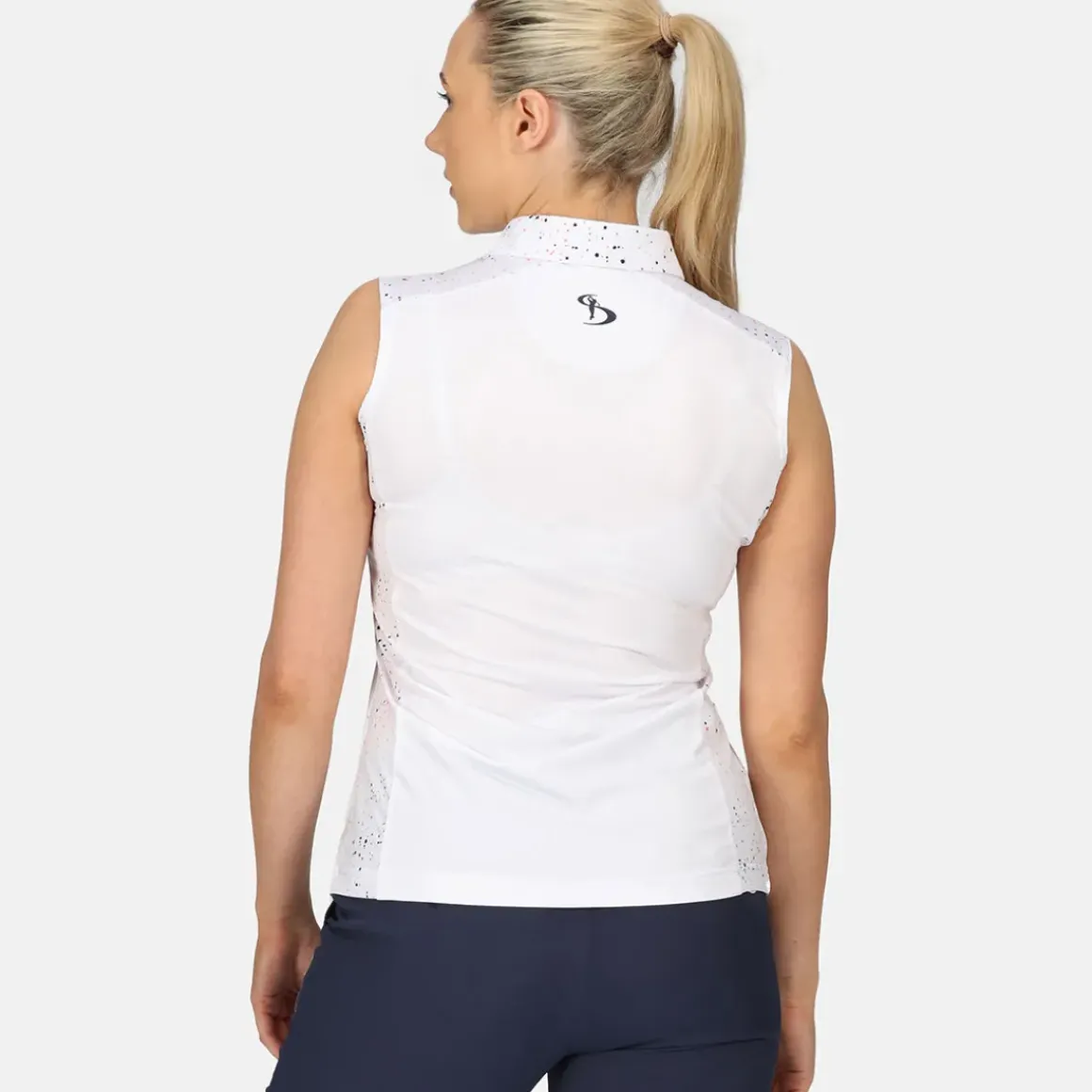 Stromberg Ladies Splatter Print Sleeveless Golf Polo Shirt