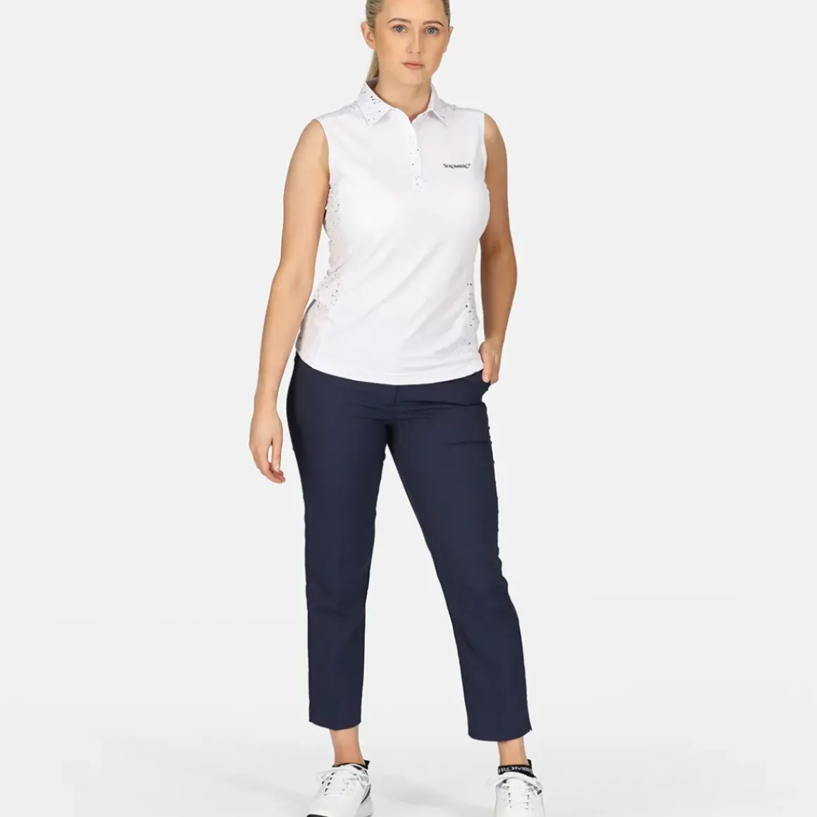 Stromberg Ladies Splatter Print Sleeveless Golf Polo Shirt